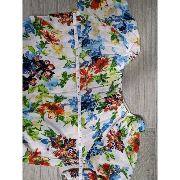 Ali Miles Women L White Multi Color Floral Pullover Tunic Artsy Boho Summer #11 - Picture 7 of 7